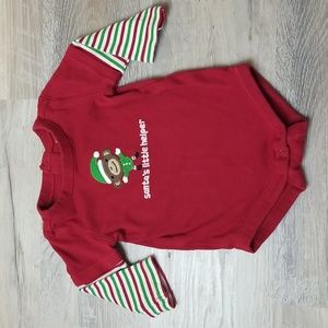 Gymboree baby Santa's little helper monkey bodysuit Christmas holiday boy elf